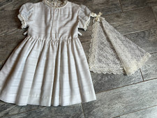 Kim Originals Dress Girls Long Formal Gown Lace Prairie Vintage White Scarf