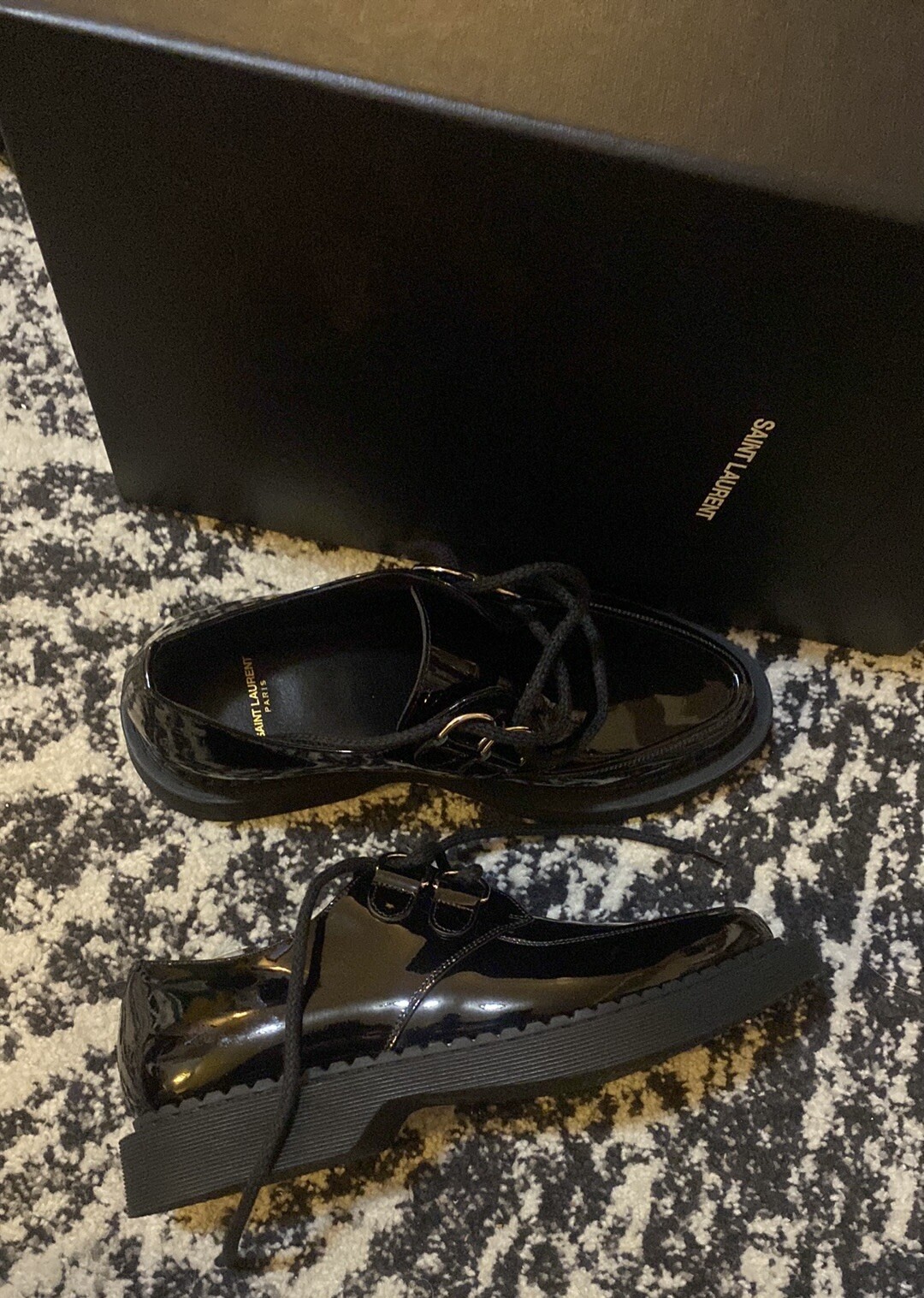 Mocassini stringati Vernice Saint Laurent Teddy 10 taglia 37 5