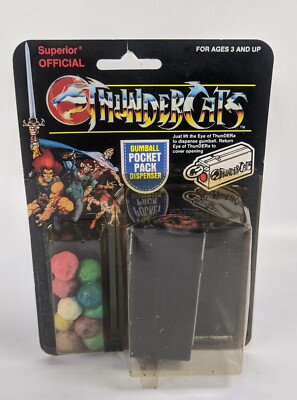 1986 Thundercats Pocket Gumball Chewing Gum Dispenser Toy Packaged 