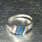 Vintage Sterling Silver Ring Size 6.5 Mexico 925 TF-55 Turquoise Chip Minimalist