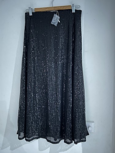 Vine Apparel Skirt Womens 6 Black Maxi sequins Elastic Wast Size 10 - Picture 2 of 9