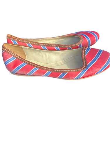 BROOKS BROTHERS Size 7 Women's Shoes Ballet Flat Stripe Silk Leather NWOB - Picture 3 of 8
