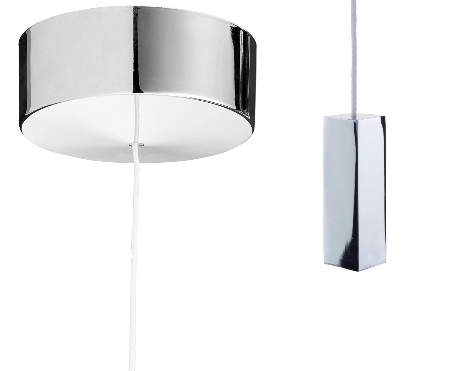 Chrome Bathroom Ceiling Light Pull Cord Switch 2 way 6A With Chrome Cube Pendant