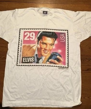 NWOT/EUC Vtg 90’s Elvis Presley Stamp T-Shirt L/Large Screen Stars Single Stitch