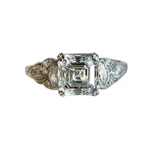 1.50Ct White Asscher Cut Vintage Style Reproduction Engagement Ring 925 Silver