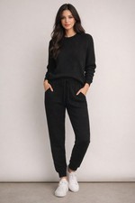 Women  s Black Loungewear Set   Size Medium  Long Sleeve Top  Pants