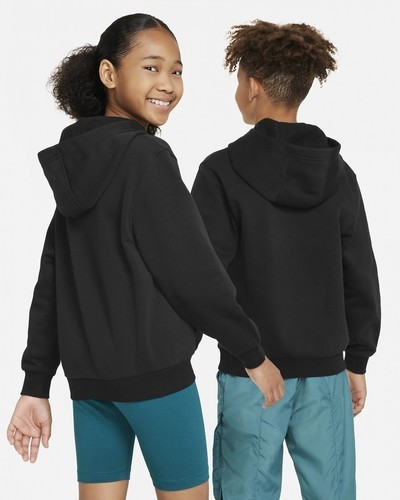 Boys Unisex Nike Club HD Junior Hoodie Hoodie Hoodie Black Hoodie - Picture 3 of 10