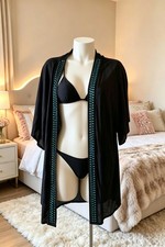 Anmol Sequin Beach Cover Up Kimono Black Blue Size M/L