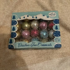 Vintage Shiny Brite Small Glass  Tree Christmas Ornaments Japan BOX Set Of 20