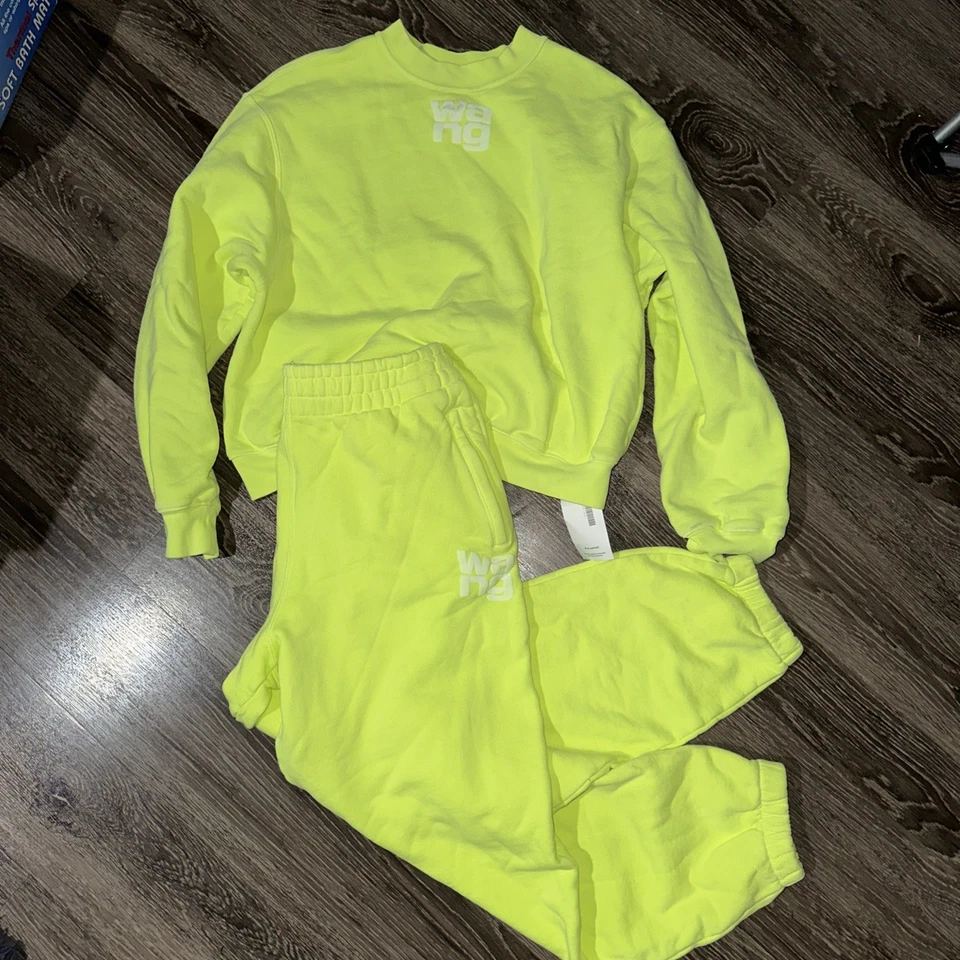 Calça de Moletom Feminina T by Alexander Wang Track Suit Pequena Amarelo Neon - Imagem 3 de 4