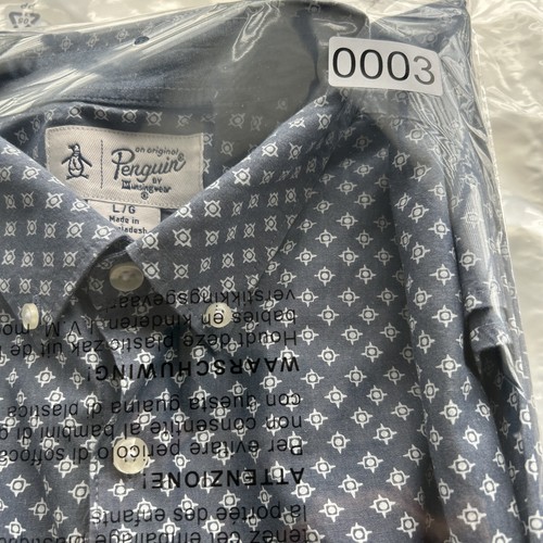 Camisa Original Penguin Para Hombre Grande Estampado Gris y Blanco Manga Larga Con Botones - Imagen 10 de 10