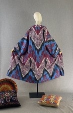 Uzbek Ikat Chapan Handmade Cotton Kimono Kaftan Boho Jacket Robe Festival Coat
