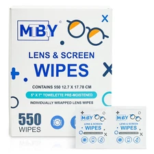 Lens Cleaning Wipes (550 Total Wipes) | Pre-Moistened Individually Wrapped Wi...