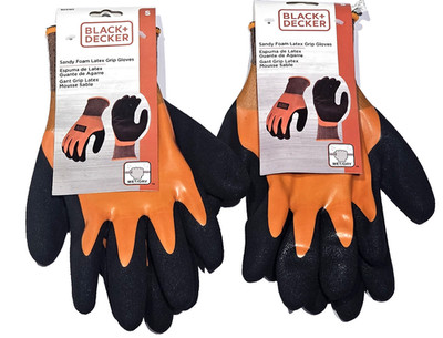 2 Pack Black + Decker S Sandy Foam Latex Grip Gloves Wet / Dry