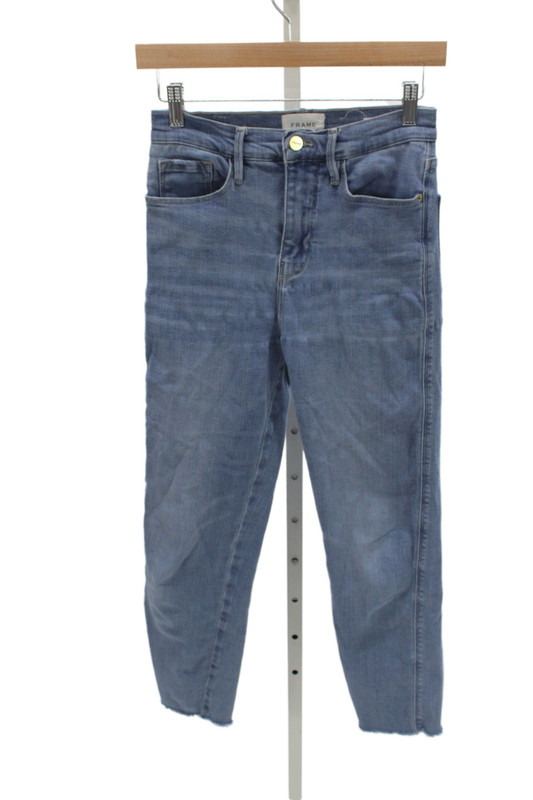 Frame Womens Ankle Cropped Jeans Blue Button Mid Rise Size 26
