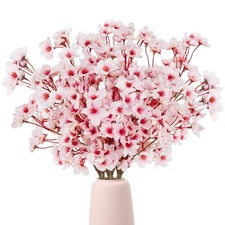 Artificial Cherry Blossom Branches, 6 Pcs Faux Silk Cherry Blossom Flowers Fa...