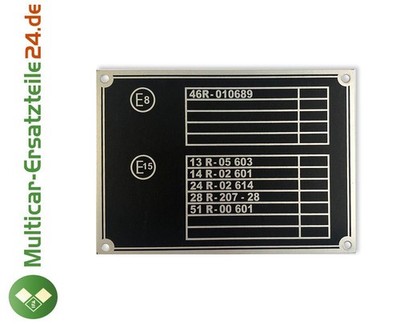 Multicar M24 M25 Emissions - Schild (Kennzeichnung)