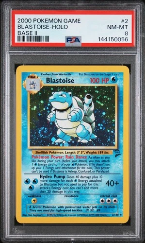 2000 POKEMON BASE SET 2 #2 BLASTOISE-HOLO PSA 8