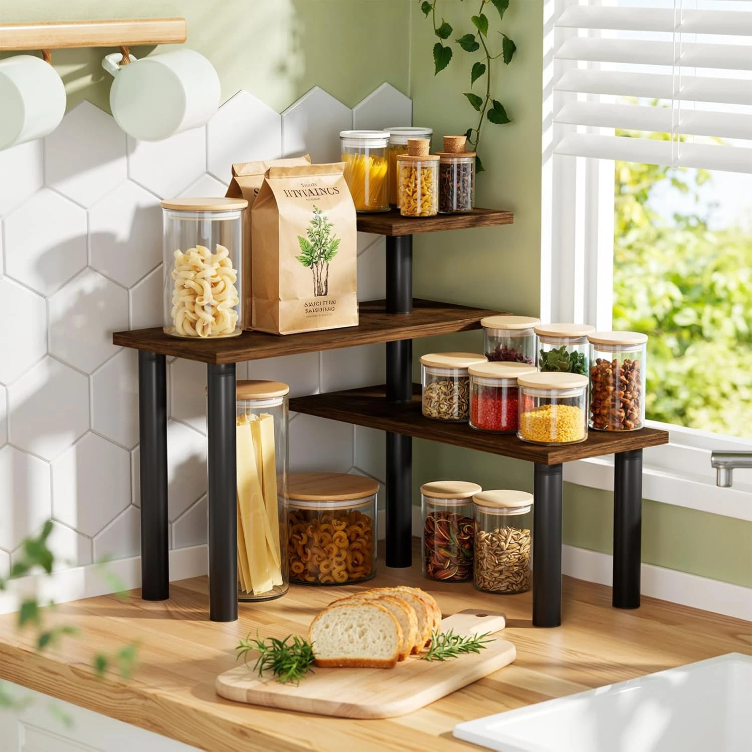 3-Tier Corner Countertop Organizer – Kitchen Counter & Bathroom Vanity Organizer