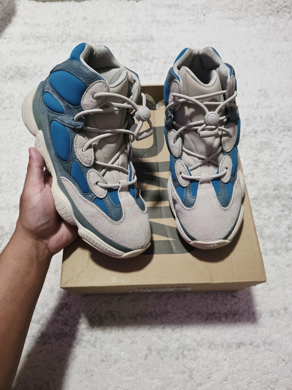 Taglia 10 5 Adidas Yeezy 500 High Frosted Blu