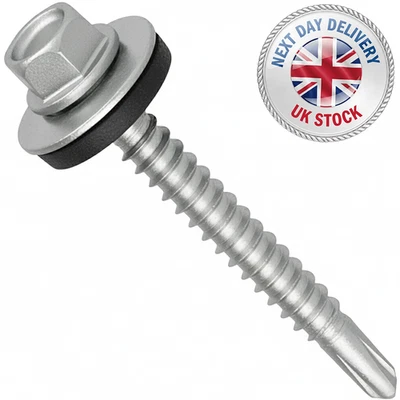 SS8 Hex Head Self Drilling Tek Screws EPDM Washer Zinc | Roofing & Cladding Metal