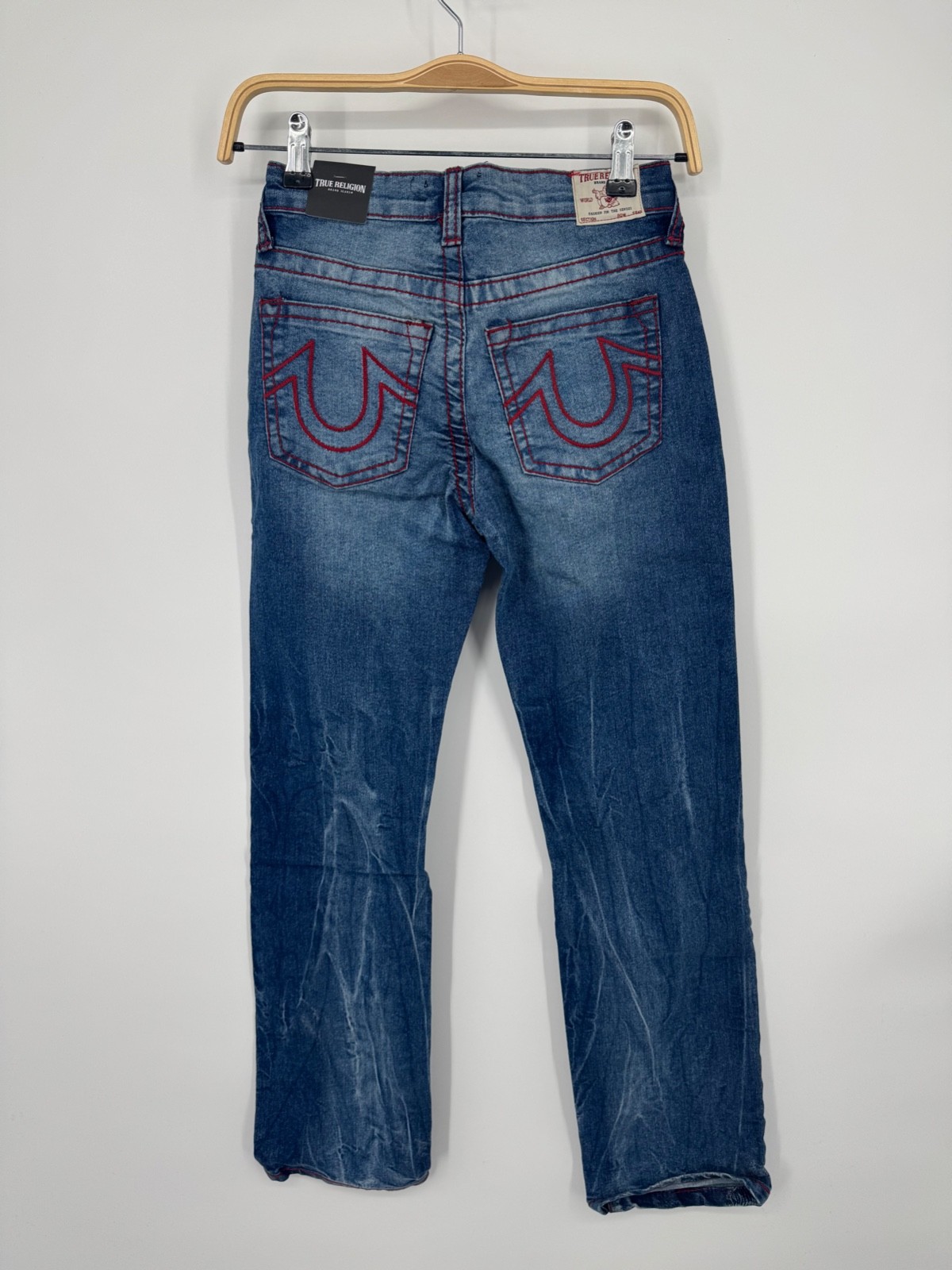 NWT True Religion Ricky SN Chain Stitch Jeans Boys 12 Lagoon Blue Distressed thumbnail 2