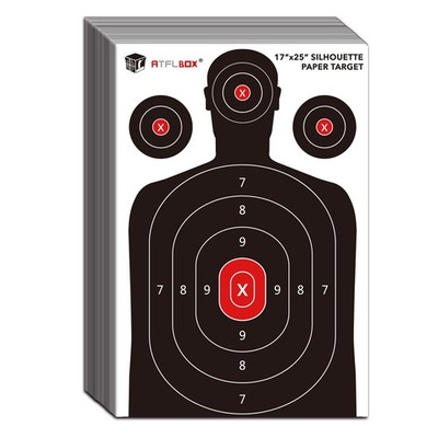 Atflbox Silhouette Paper Target for The Range, 17X25 inch 17x25 Inch, Black 