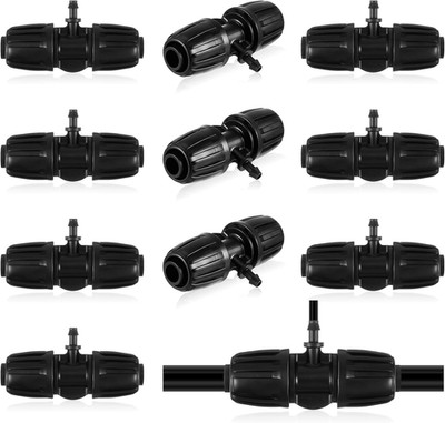 12 Pcs Barbed Tee Drip Irrigation Tubing for 1/2 Inch to 1/4 Inch Irrigation Fit