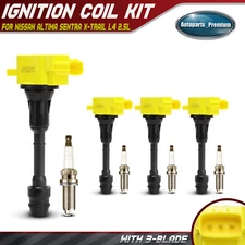 4x Yellow Ignition Coil & 4x Iridium Spark Plug Kit for Nissan Altima L4 2.5L