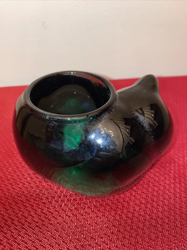 Candelabro votivo Indiana Glass Evergreen Sleeping Cat Gatito Foto 3 de 4