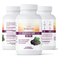 Immune Support Elderberry Zinc Vitamin C Capsules Natural Lemon Flavor 180 Caps
