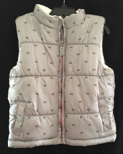 Carters Puffer Vest Grey Gray Fleece lined Size 5 5T Bows