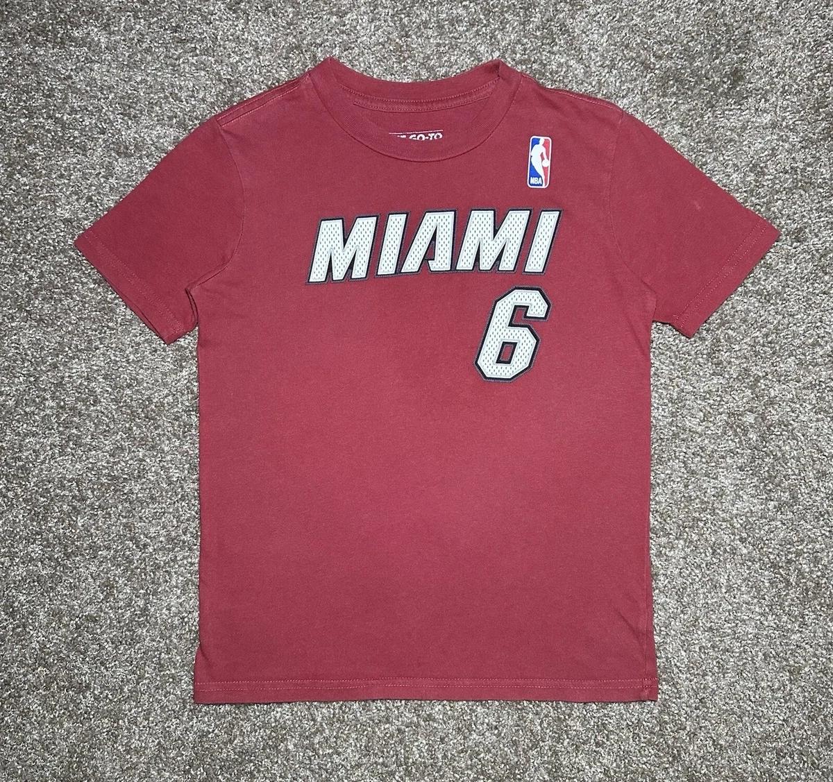 adidas Men s T Shirt NBA Basketball LeBron James 6 Miami Heat S S Crew Size S