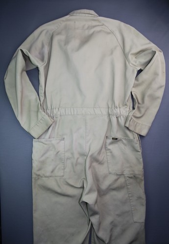 Vintage Lee Union Alls Coveralls Beige USA Made Dacron Size 42 Long (27 Inseam) - Picture 8 of 12