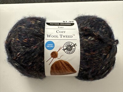 Loops & Threads Cozy Wool Tweed Yarn Winter Mix Blues Skein B53