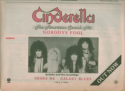 CINDERELLA Nobody's Fool 1987  Press ADVERT 12x8 inches