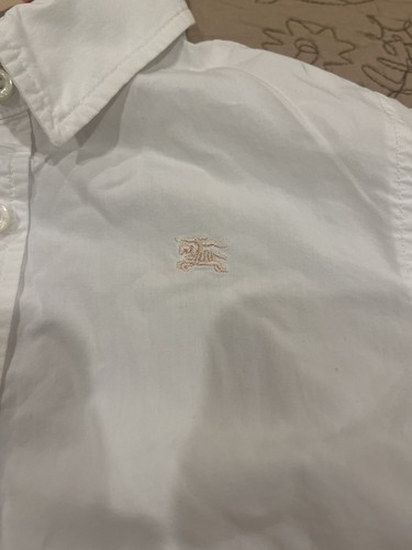 Burberry Boys Toddler Button Down Dress Shirt Solid White Plaid Cuffs Sz4Y 104cm - Picture 9 of 12