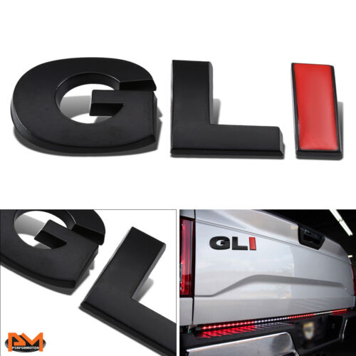 "GLI" Polished Metal 3D Decal Black&Red Emblem For Volkswagen GLI/Jetta/Bora - Picture 1 of 2