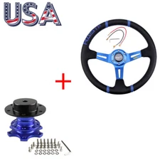 14“Deep Dish Drifting Sport Off Road STEERING WHEEL & HORN QUICK RELESE KIT US