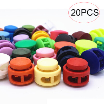 20PCS Paracord Cord Lock Clamp 2 Hole Toggle Clip Stopper Shoelace Bag Accessory