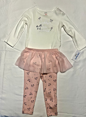 Carter's 18 months Daddy's Little Princess One Piece Top Pants Tutu NWT Pink