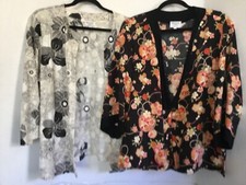 Naturally Yours Of Honolulu Kimono Jacket Xl Xlp Mixed Prints Black Rayon Blend