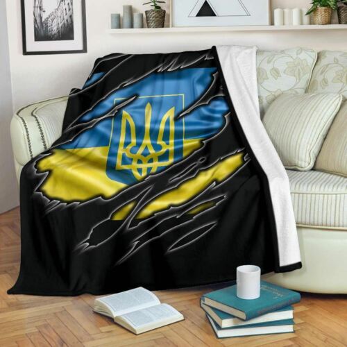 Ukraine coat of arms Flag Premium Blanket