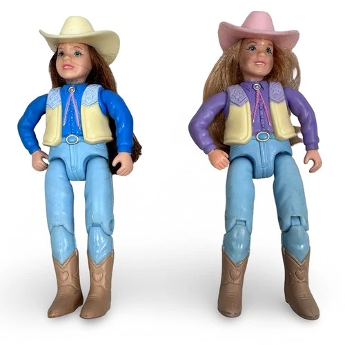 Vintage 2001 Mattel Loving Family Cowgirl Dolls Western Set of 2 Blue Purple