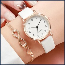 Women Arabic Dial Quartz Watch Set with Bracelet Fashion 2PCS Wristwatch