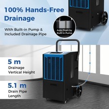 66L Commercial Dehumidifier Industrial Crawl Space Dehumidifier-Blue
