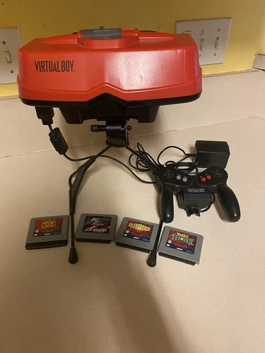  Nintendo Virtual Boy Console Bundle - Tested - 4 Games, Stand, Controller, AC!