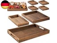 Tablett Serviertablett 7ST Aus Holz, Mit Griffen Tablett Rechteckig FüR
