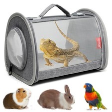 Ioview Guinea Pig Carrier Travel Small Animal Bag Lizard Large, gray