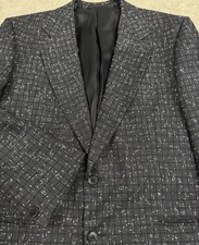 Vintage Rockabilly Atomic Fleck Blazer Jacket Sz. 40 Black Retro Wool Sport Coat